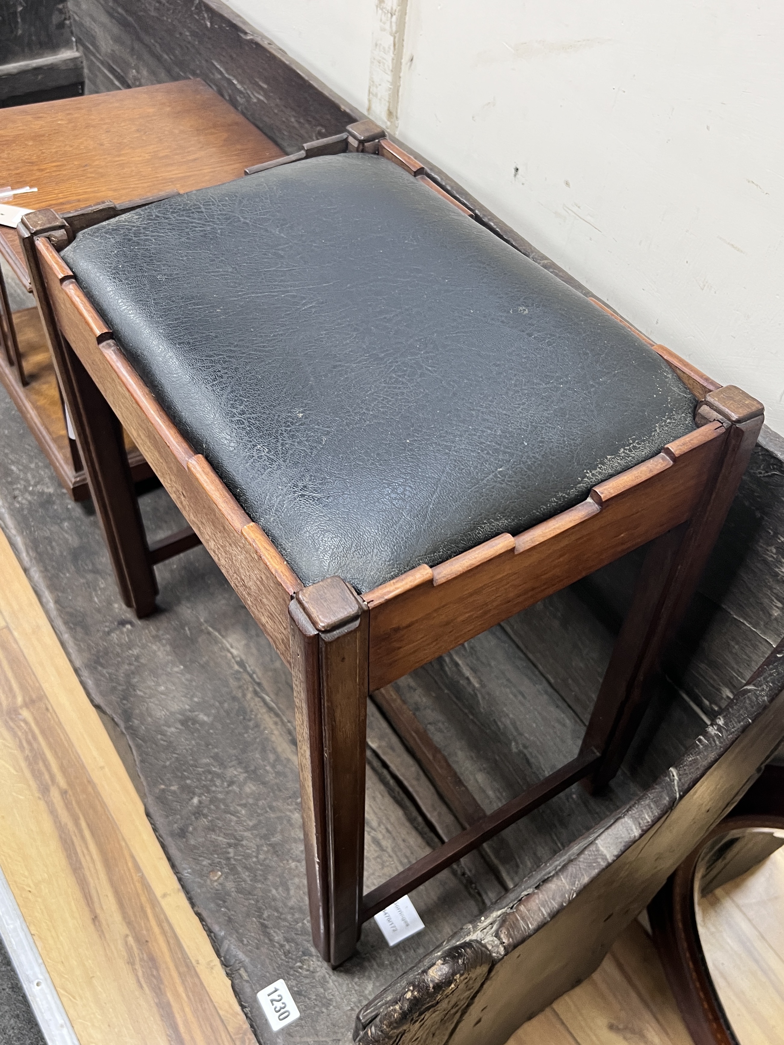 A mahogany dressing stool, width 42cm, height 45cm